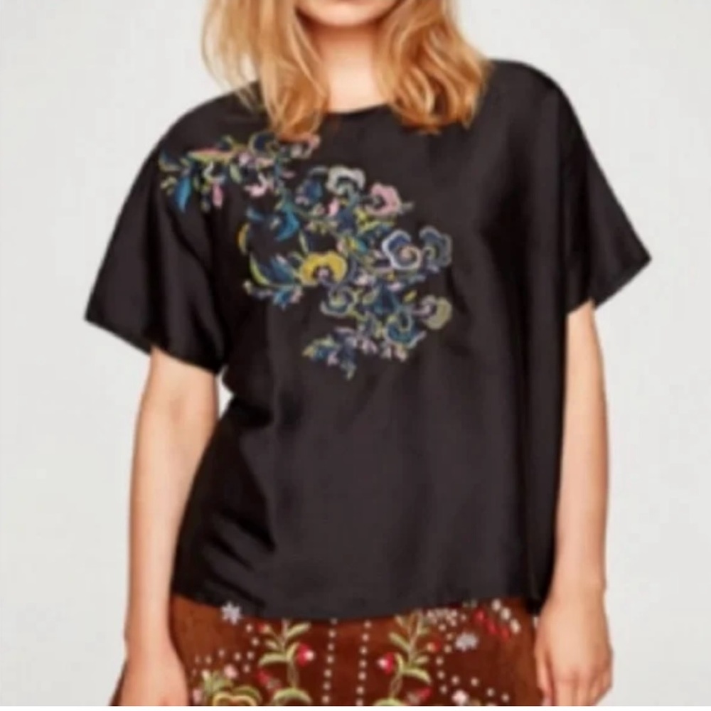 Zara Black Embroidered Shirt